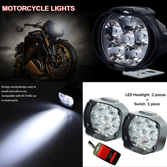 2 PCS Motorcycle LED Headlight 10W 6000K 6 LED Lamp Spotlight Driving Fog Light