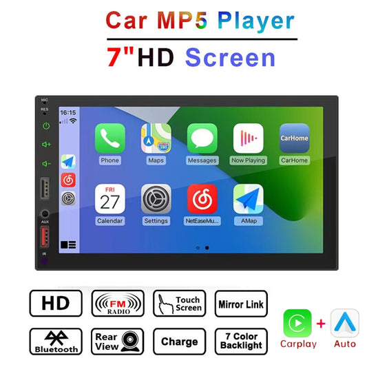 7 Inch Car MP5 FM Radio CarPlay Android Auto Multimedia Video Player Head Unit