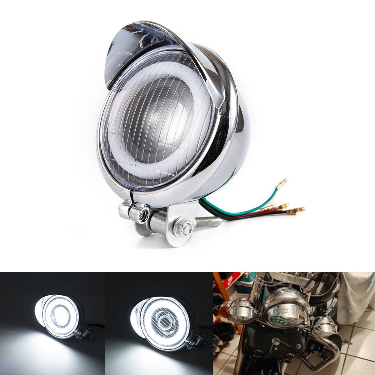 Suitable for Harley Touring motorcycle headlights, Passing Spot DRL fog angel eye lights