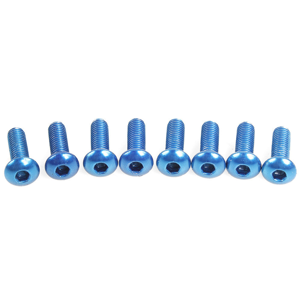 All Blue 8PCS Racing Car Steering Wheel Screw Kit M5x0.8 Bolts Round Head