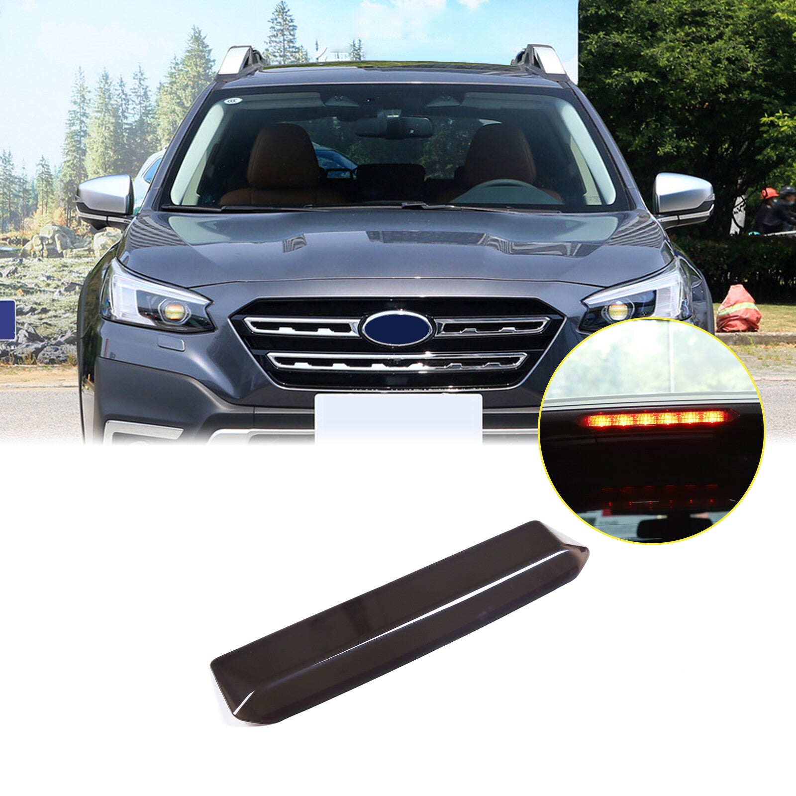 ABS smoked black taillight cover trim for Subaru Outback 2021-2023