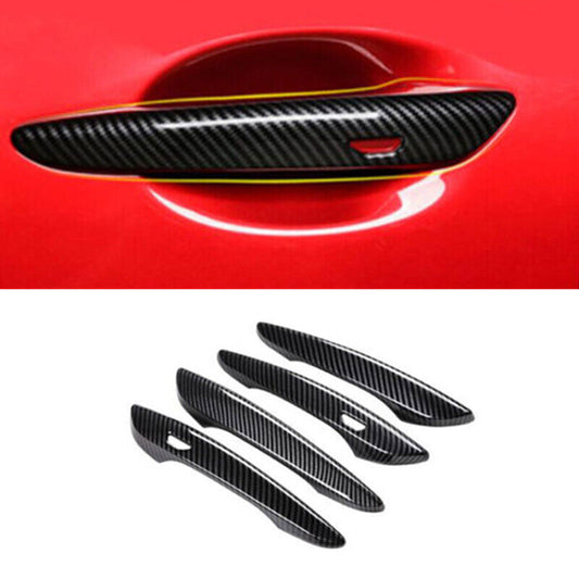 4P Carbon Fiber Look Exterior Door Handle Cover Trim for Mazda CX-30 CX30 20-24