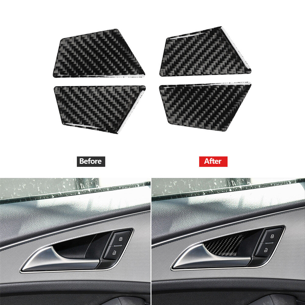 Carbon fiber interior door bowls trim for Audi A6 2012-2018