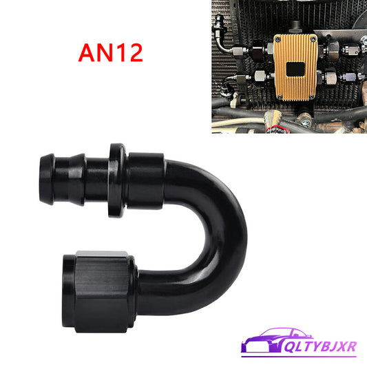 12AN AN12 90 Degree Push-On Hose End Fittings/Adapters Push Lock Barb Black