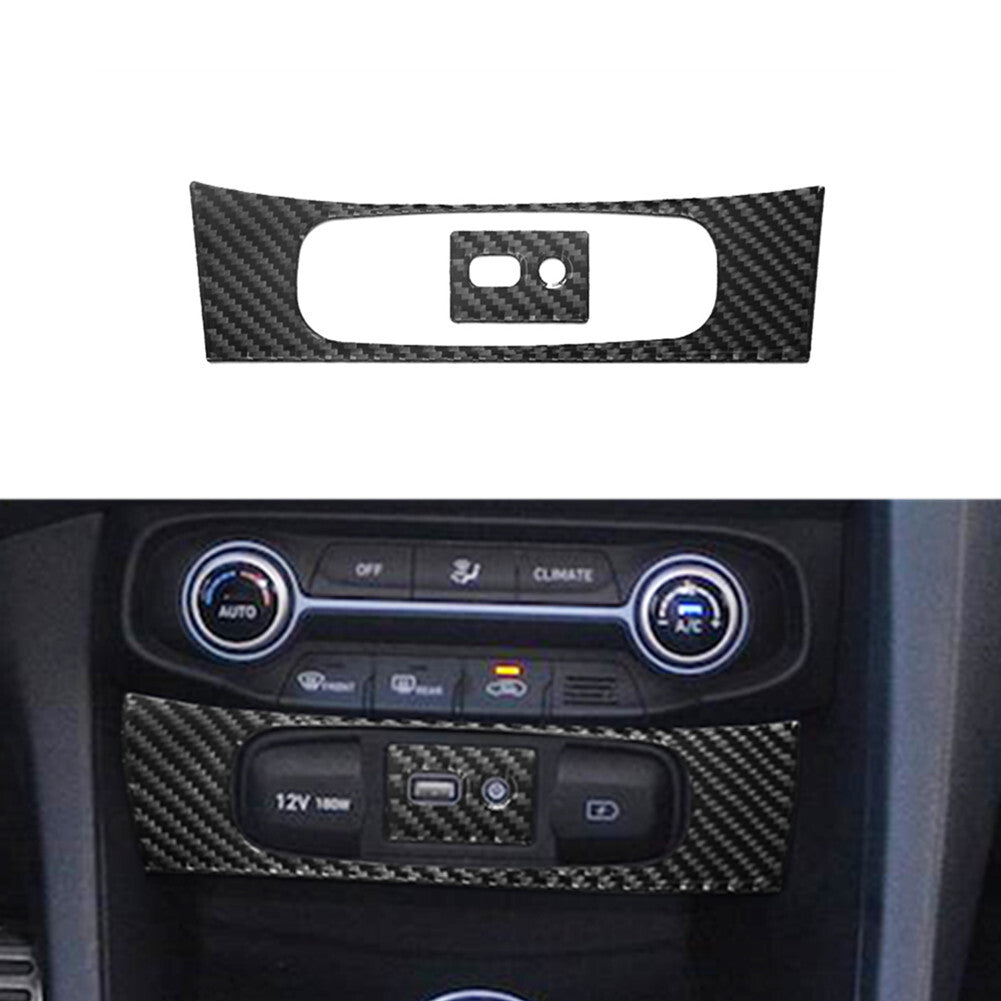 2-Pack Carbon Fiber USB AUX Port Frame Decorative Covers for Modern for Veloster JS 2019-22