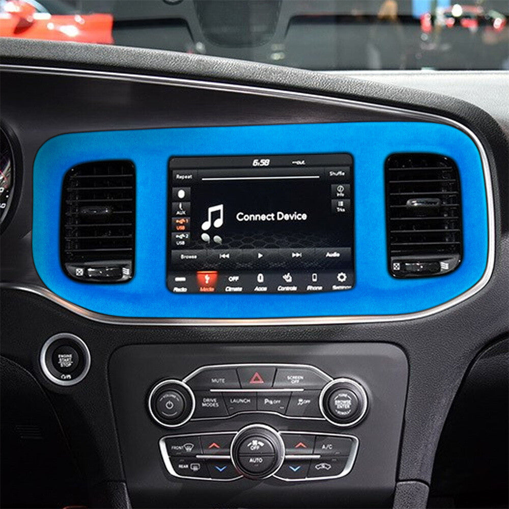 Suede Blue Central Control GPS Navigation Panel Trim for Dodge Charger 2015-2023