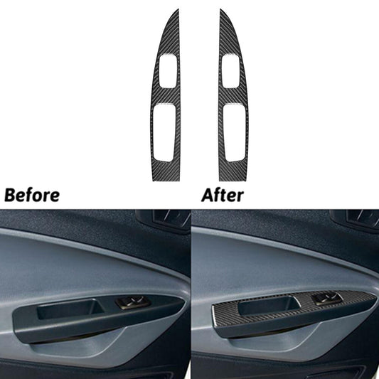 Carbon Fiber Rear Door Window Control Panel Cover Trim for Ford Fiesta 2011-2015