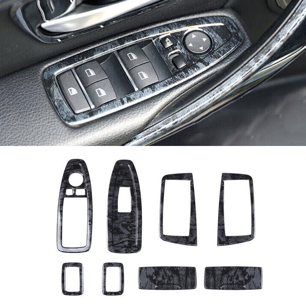 for BMW 3 4 Series GT 2014-2018 Black Wood Door Window Switch Lift Cover Trim 8P