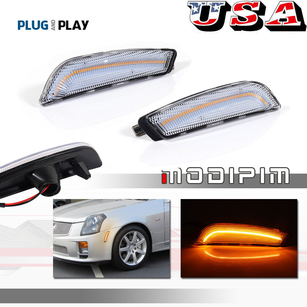 Suitable for 03-07 for Cadillac CTS CTS V front side marker lights with clear lens and amber LED.