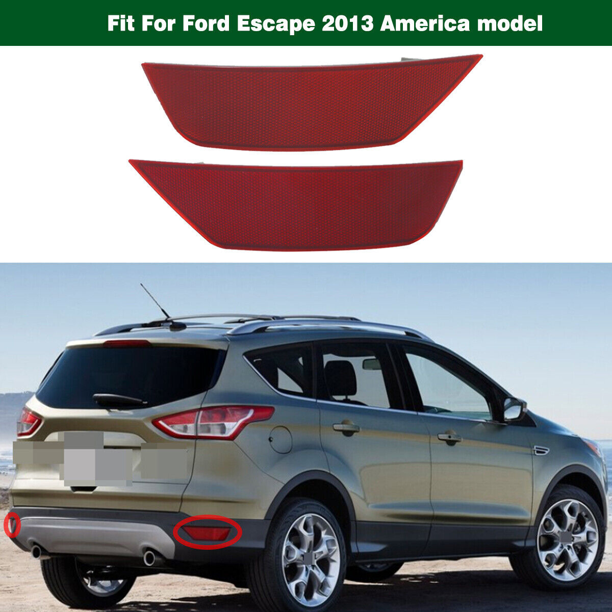 Rear Bumper Reflector Lights Tail Lamps for Ford Escape 2013-2016 America model