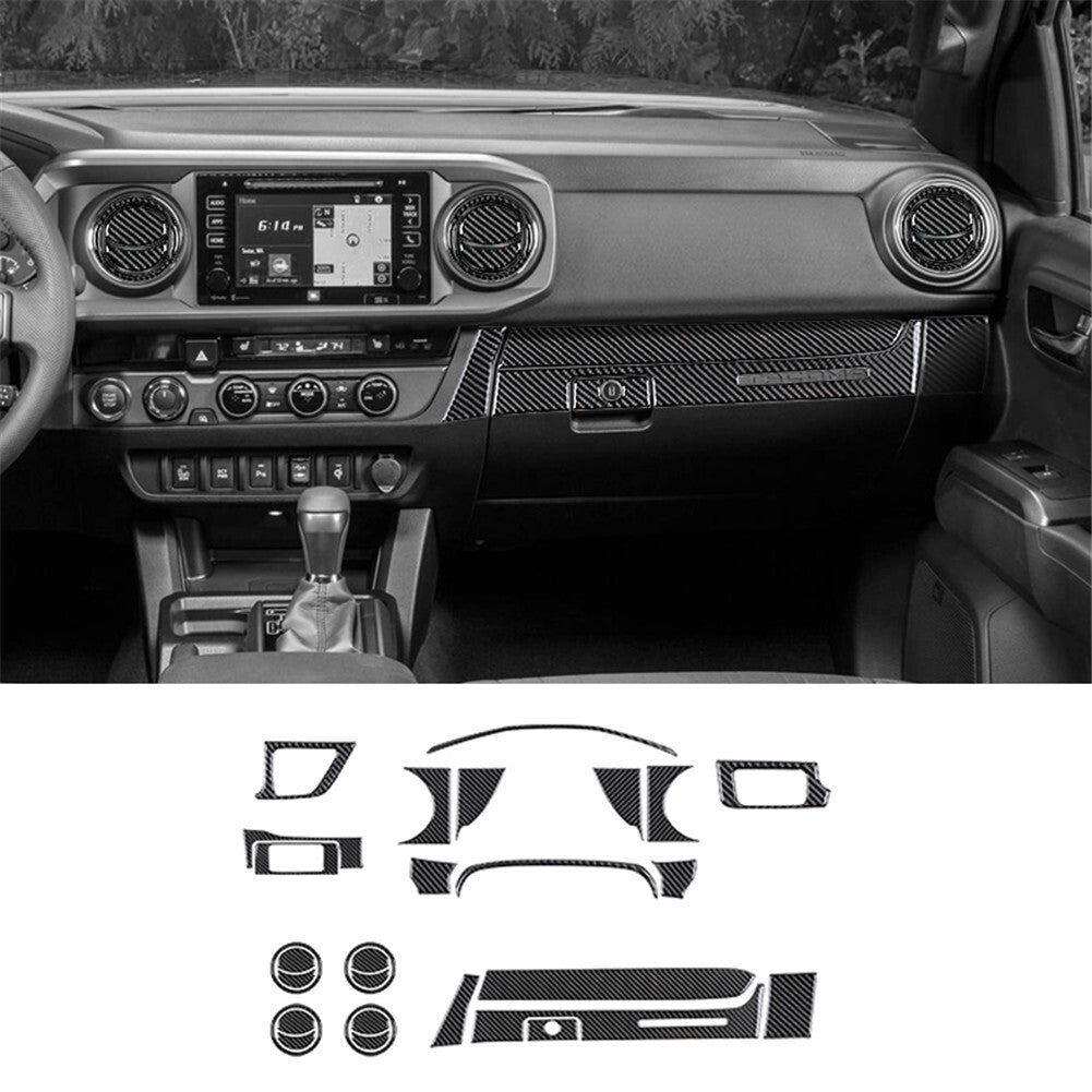29Pcs Carbon Fiber Interior Dashboard Kit Cover Trim for Toyota Tacoma 2016-2022