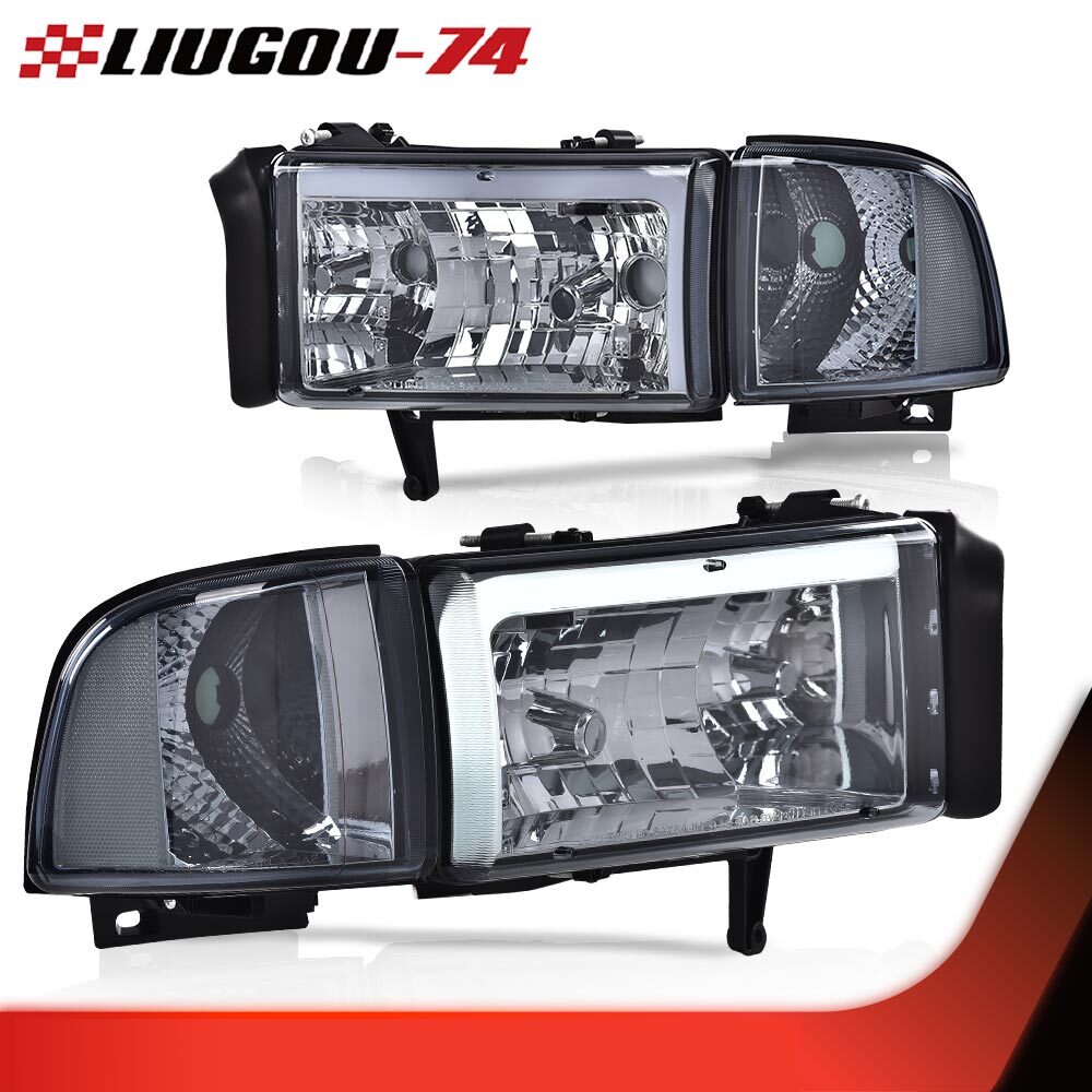 Suitable for 94-02 for Dodge for Ram 1500-3500 transparent corner LED DRL headlight smoke lens