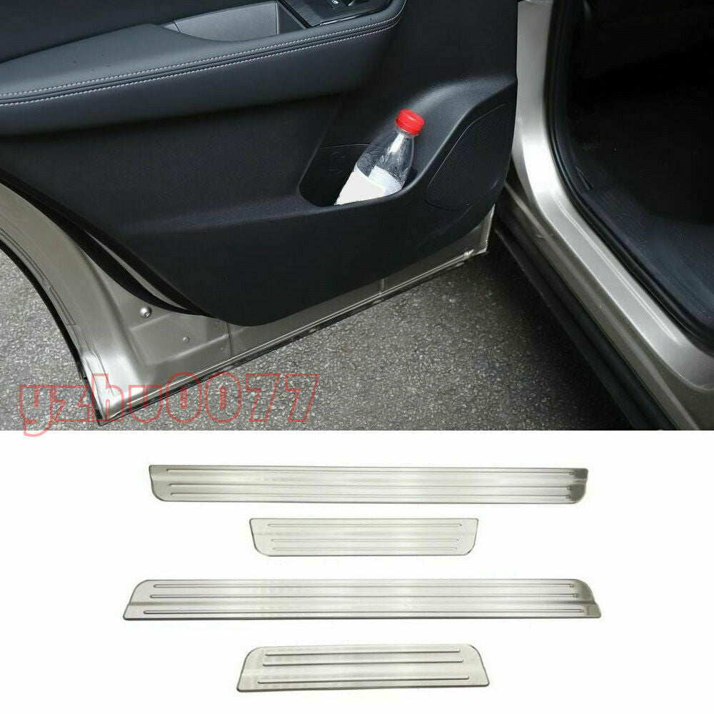4for Nissan Rogue 2017-2020 Silver Side Door Sill Scuff Plate Guard Panel Cover