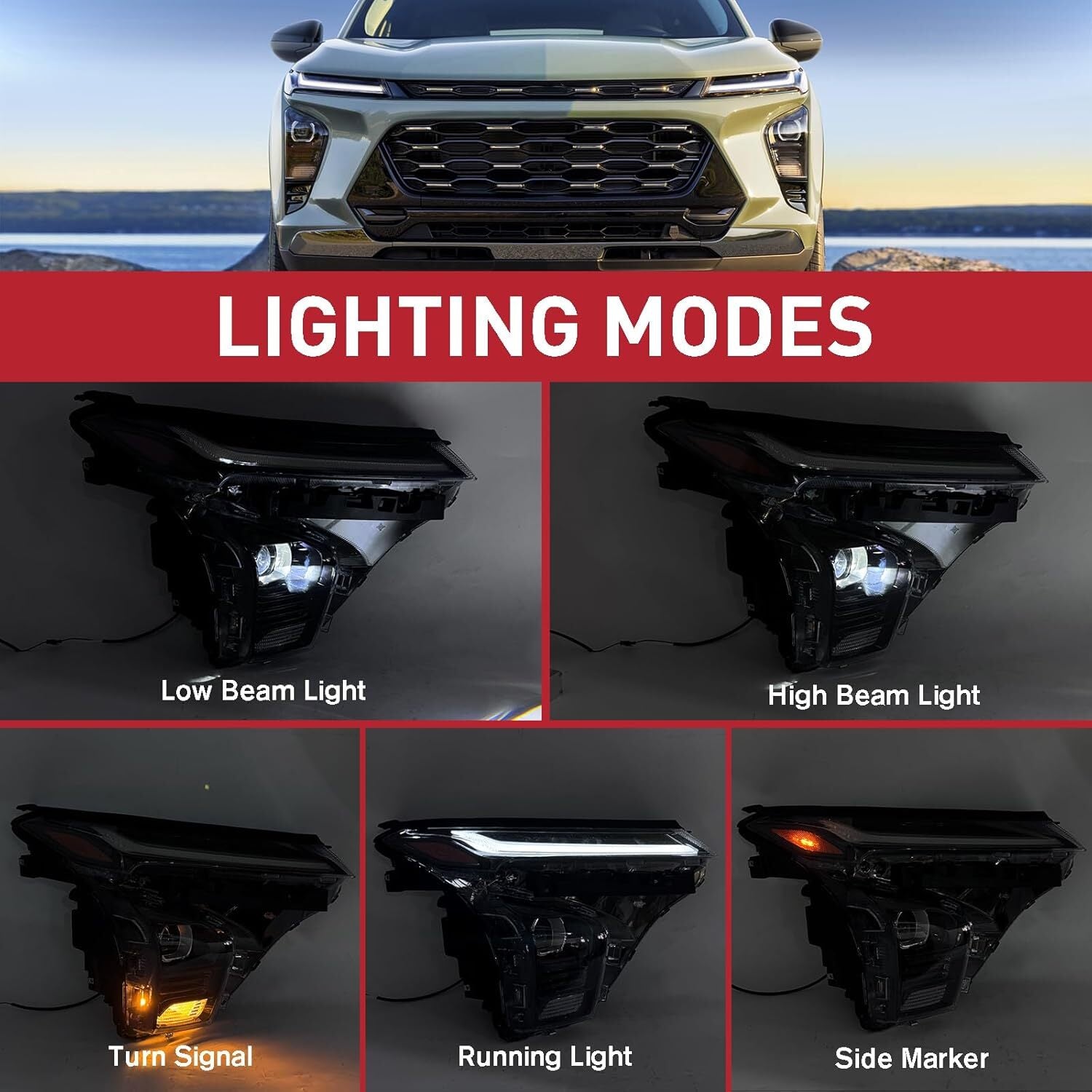 LED DRL Projector Headlights for 2024 and 2025 for Chevrolet Trax Driver's Side Headlights