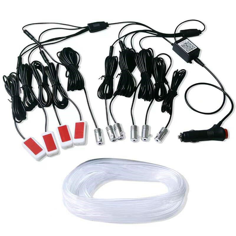 Car Interior Ambient Light 8M Fiber Optic Strip Light APP Music Dashboard Neon
