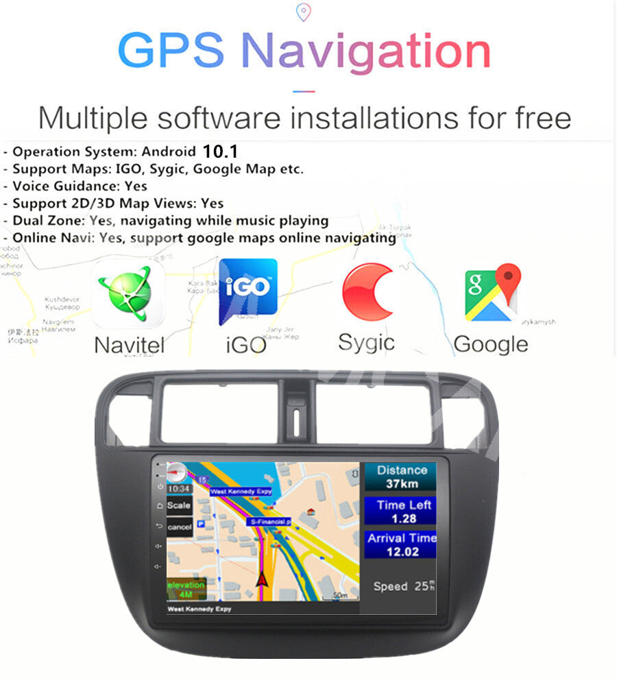 9in Radio Touch Screen Audio WiFi For Carplay Fit for Honda for Civic 1995-2000 LHD