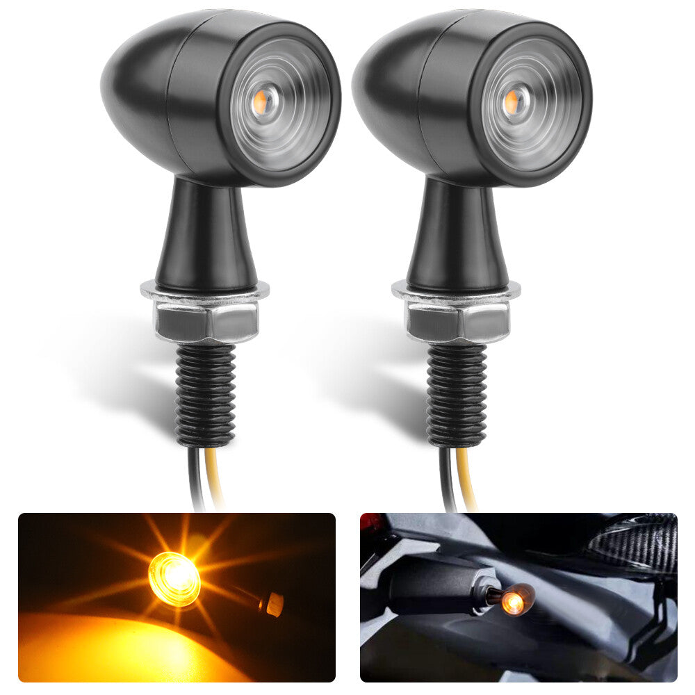 2x Black Motorcycle Bullet for Mini LED Turn Signal Blinker Indicator Amber Light US