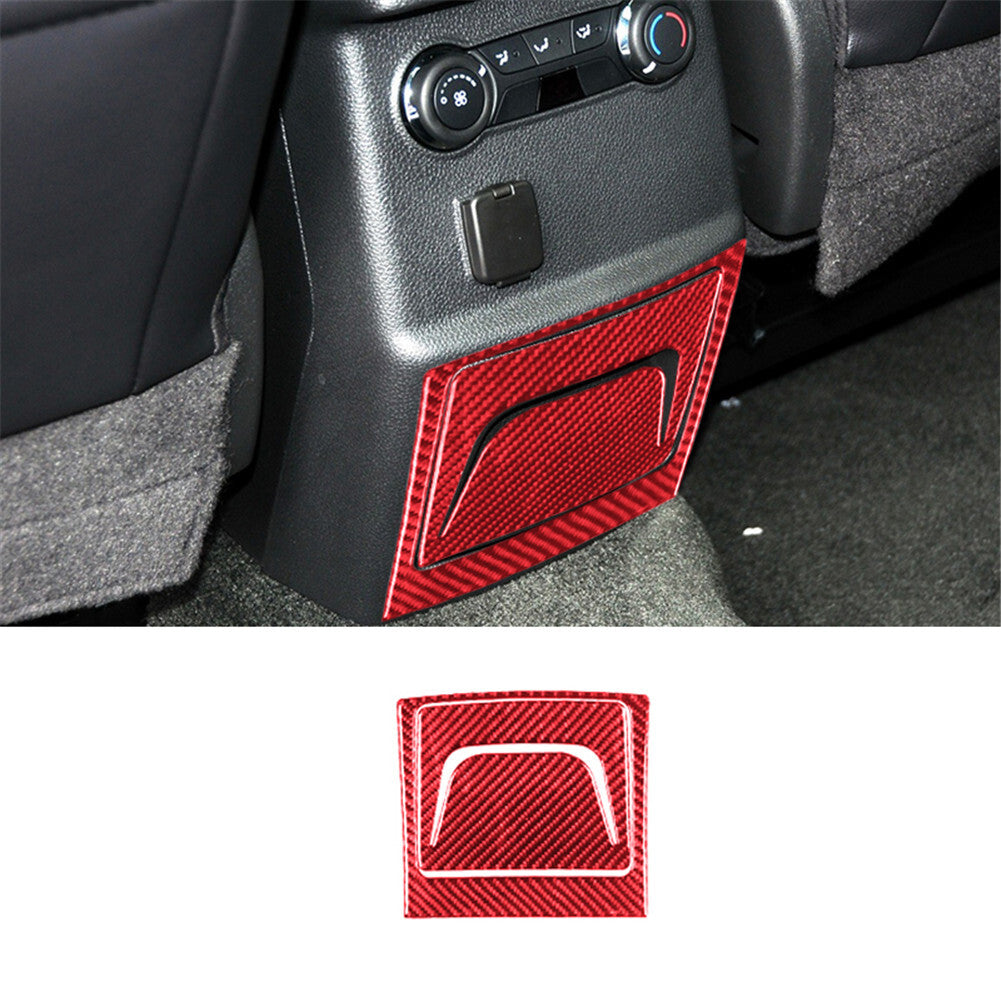 2X Carbon Fiber Rear Central Console Trim Panel for Ford Explorer 2011-2014 Red