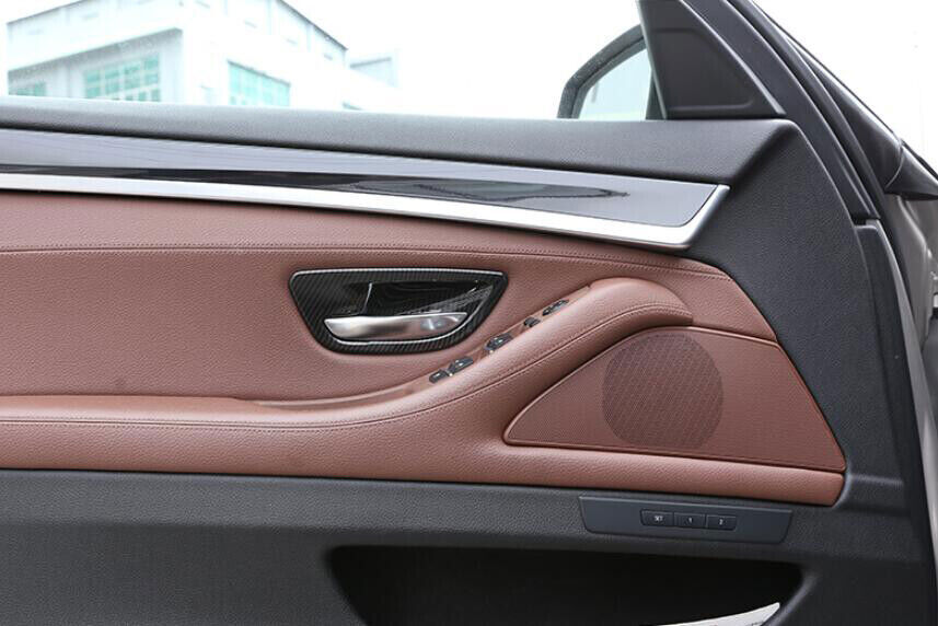 For 2011-16 for BMW 5 Series ABS Carbon Fiber Interior Door Bowl Frame Cover Trim 4P