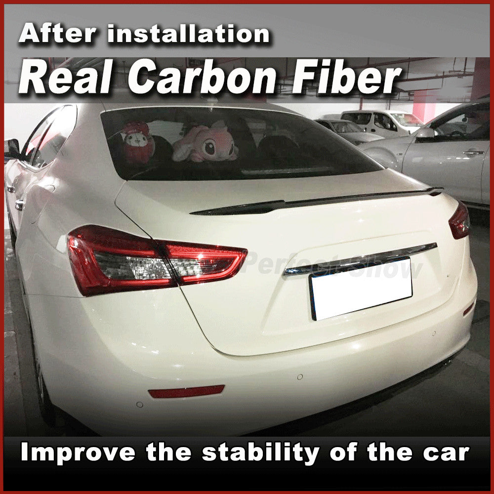 for Maserati Ghibli SQ4 14-20 REAL Carbon Rear Trunk Boot Spoiler Tail Wing Lip