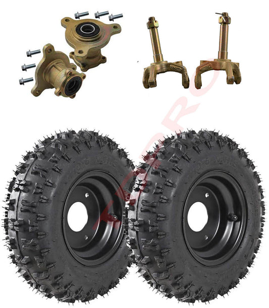 2PC 4.10-6 Tyre Rim + 3 Stud Wheel Hub Knuckle For Go Kart ATV Quad for Mini Bike