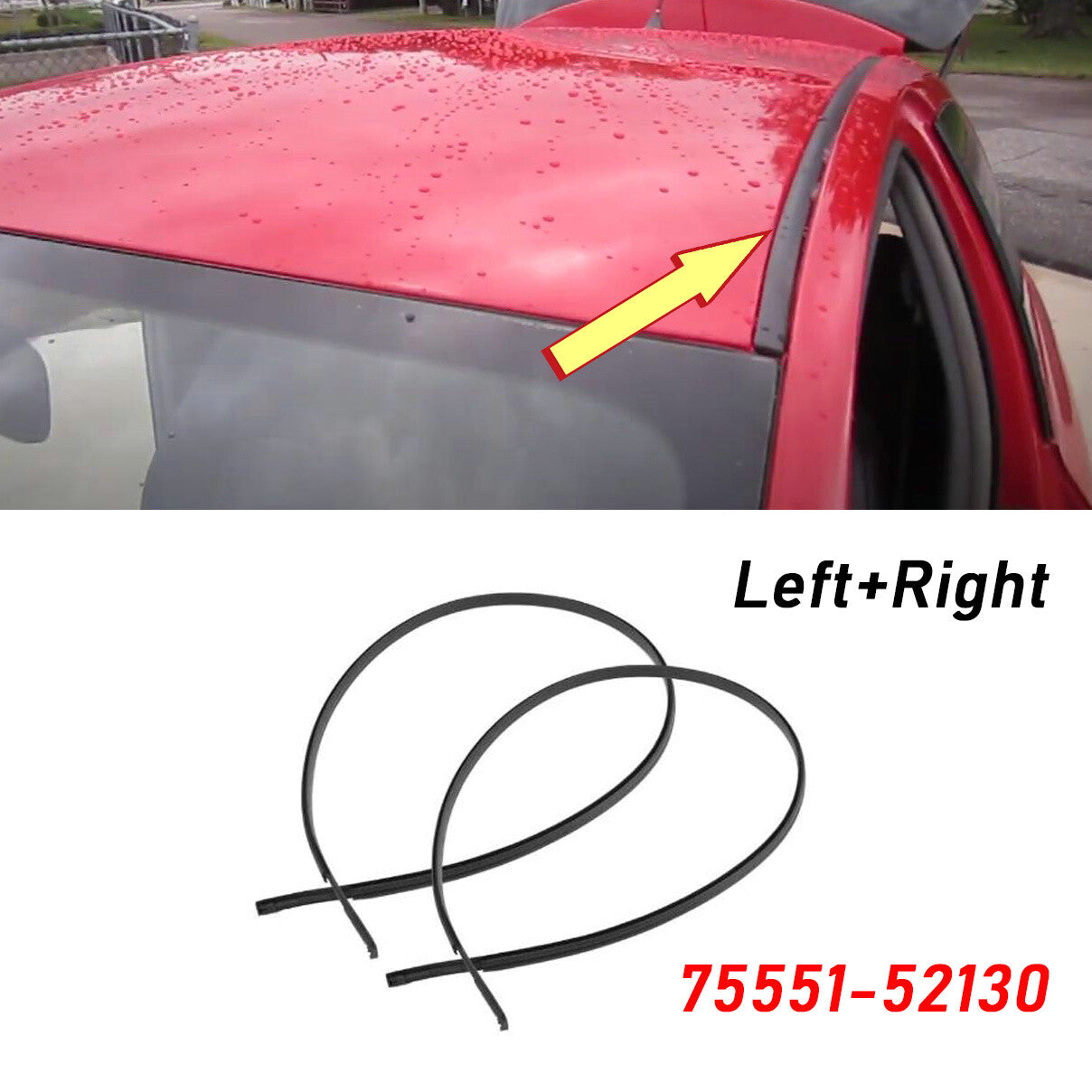 2-Piece for Toyota Yaris Hatchback 2007-2011 Roof Drip Molded Side Trim Strips