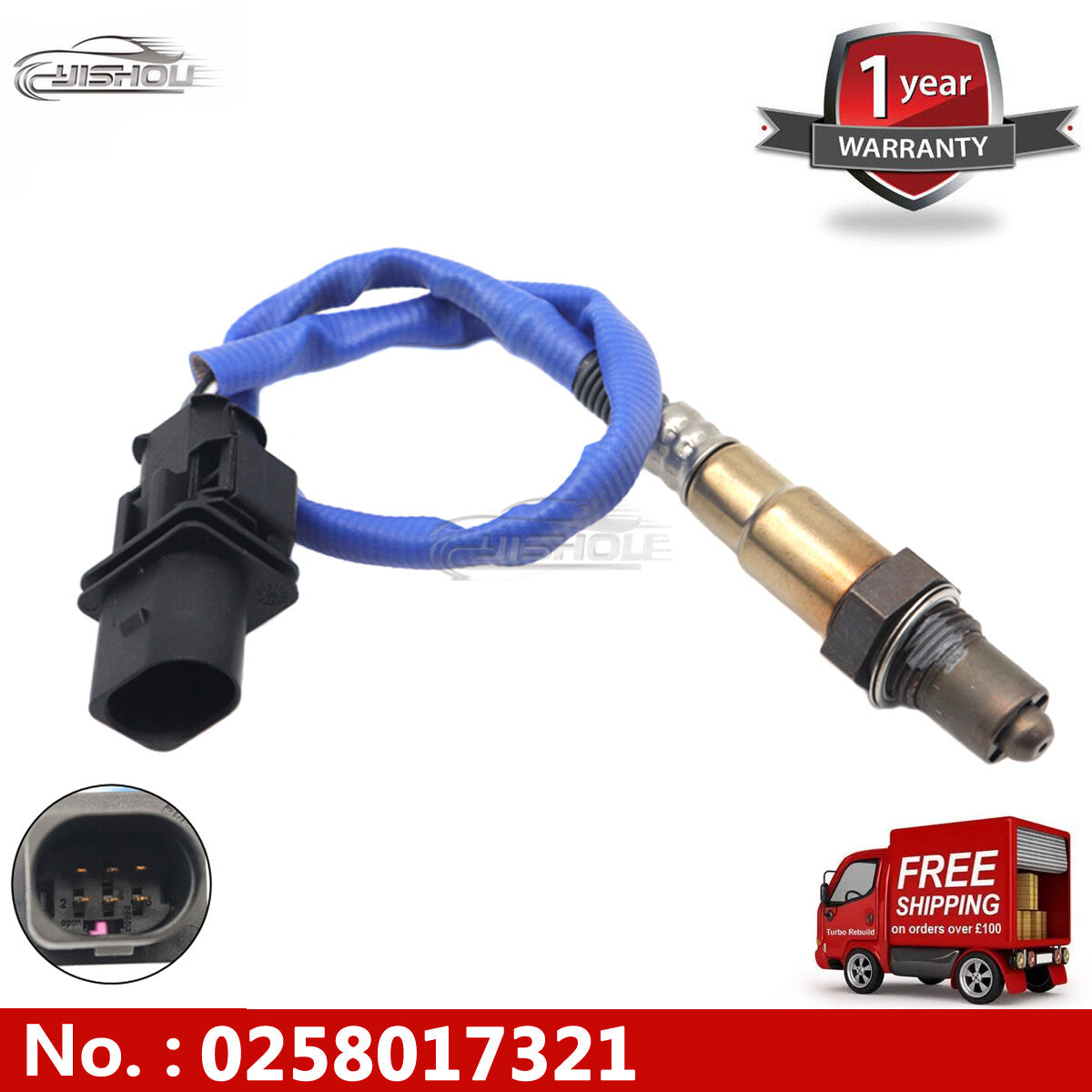 The all-new O2 sensor is compatible with for Ford for Mustang Taurus E-150, E-250, and F-150. (0258017321)