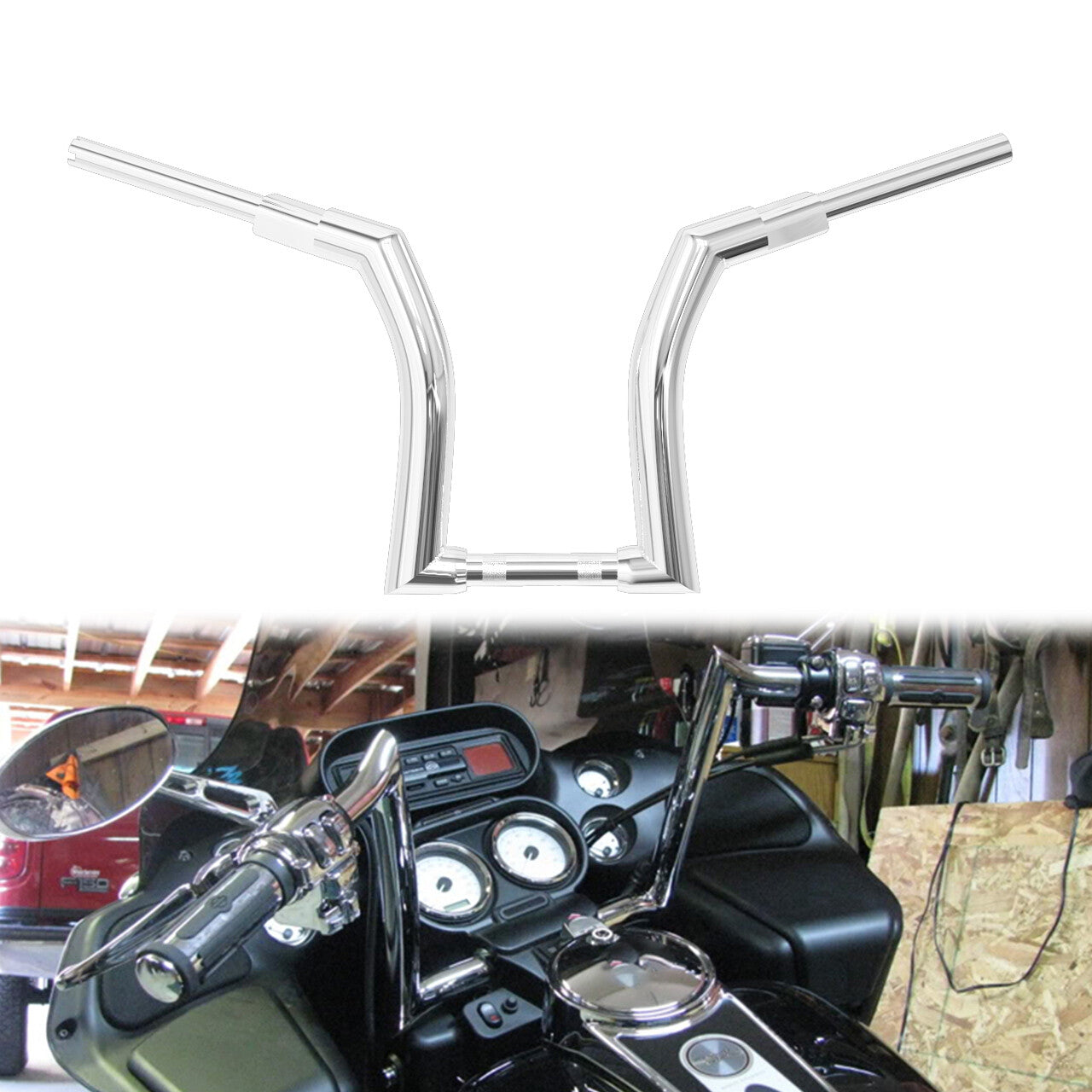 Chrome 16 Ape Hanger Handlebar 1.25Riser for Harley Road King Road Glide 14-23