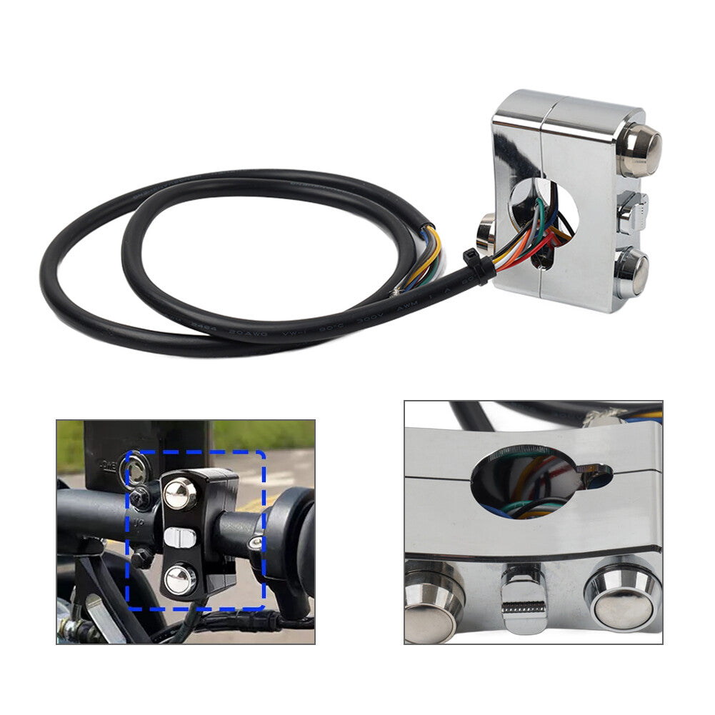 1 Handlebar Control Switch Horn Turn Signal Light Chrome for Harley Bobber
