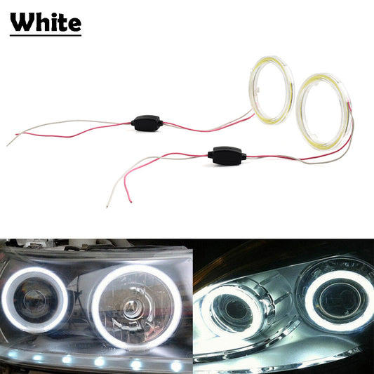 70MM Car DRL Fog Headlight COB Angel Eyes Halo Ring LED Light Universal 2pcs