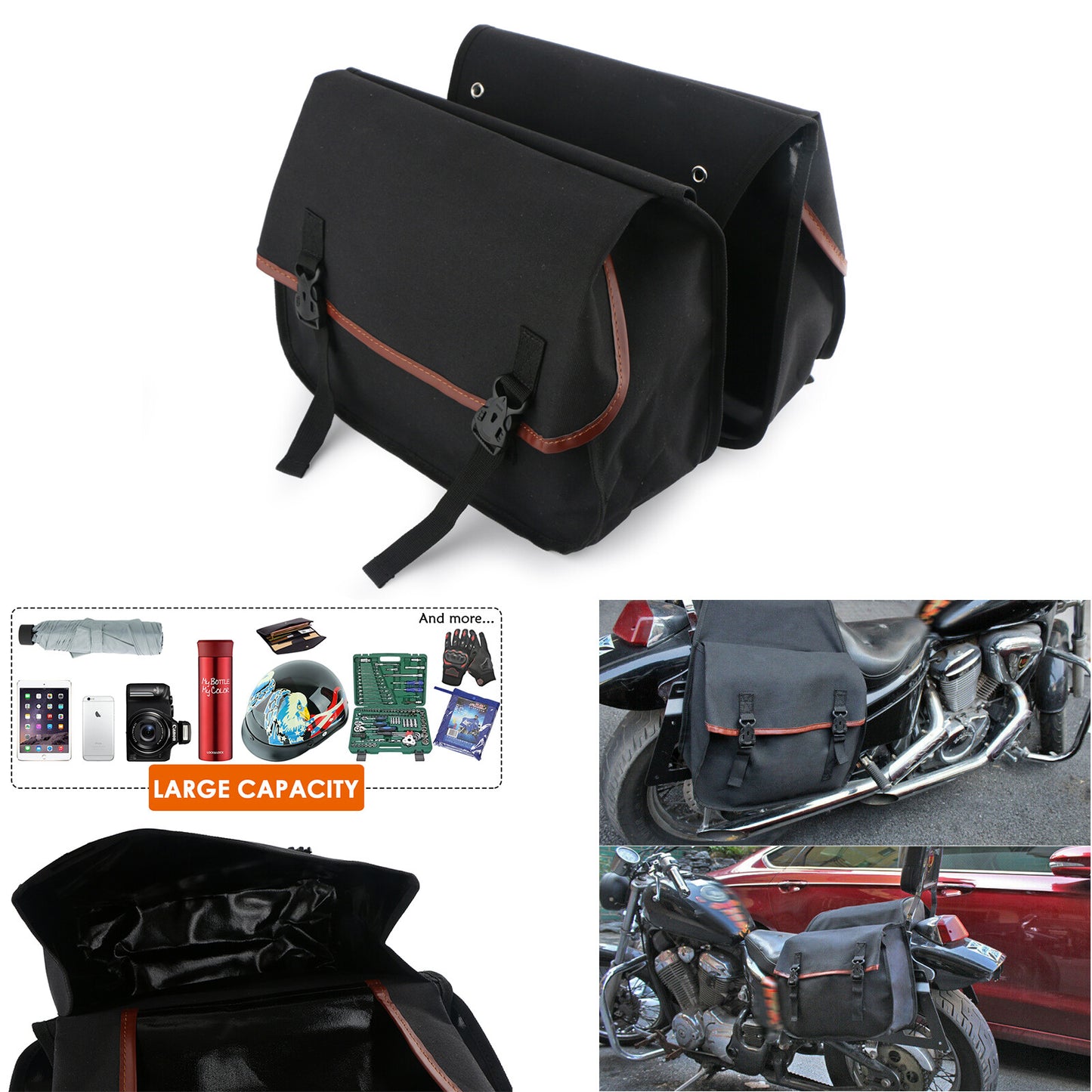 Motorcycle saddle bag luggage box motorcycle saddle side and rear for seat box storage canvas