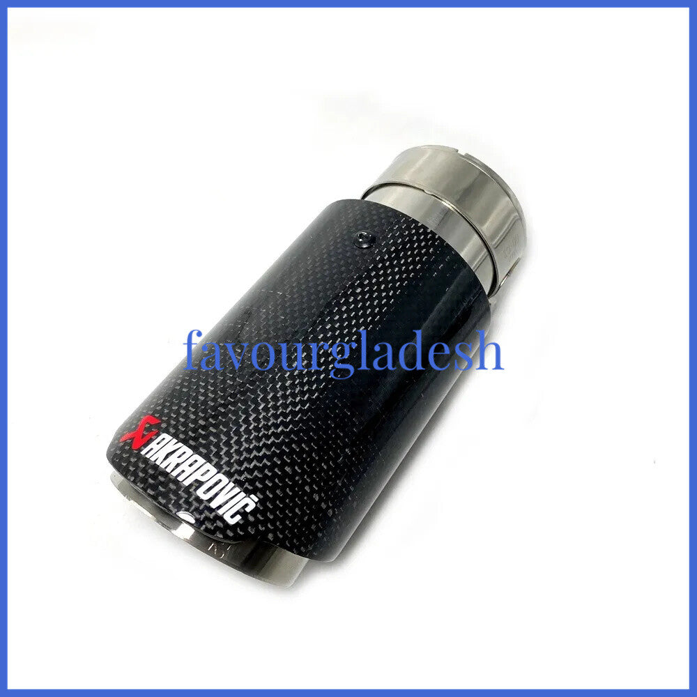 1 X IN 2.4 60MM OUT: 3.0 76MM Akrapovic Glossy Carbon Fiber Pipe Exhaust Tip