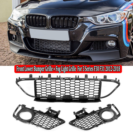 FRONT BUMPER FOG LIGHT GRILLE+CENTER MESH for BMW F30 F31 F35 M SPORT 13-2016