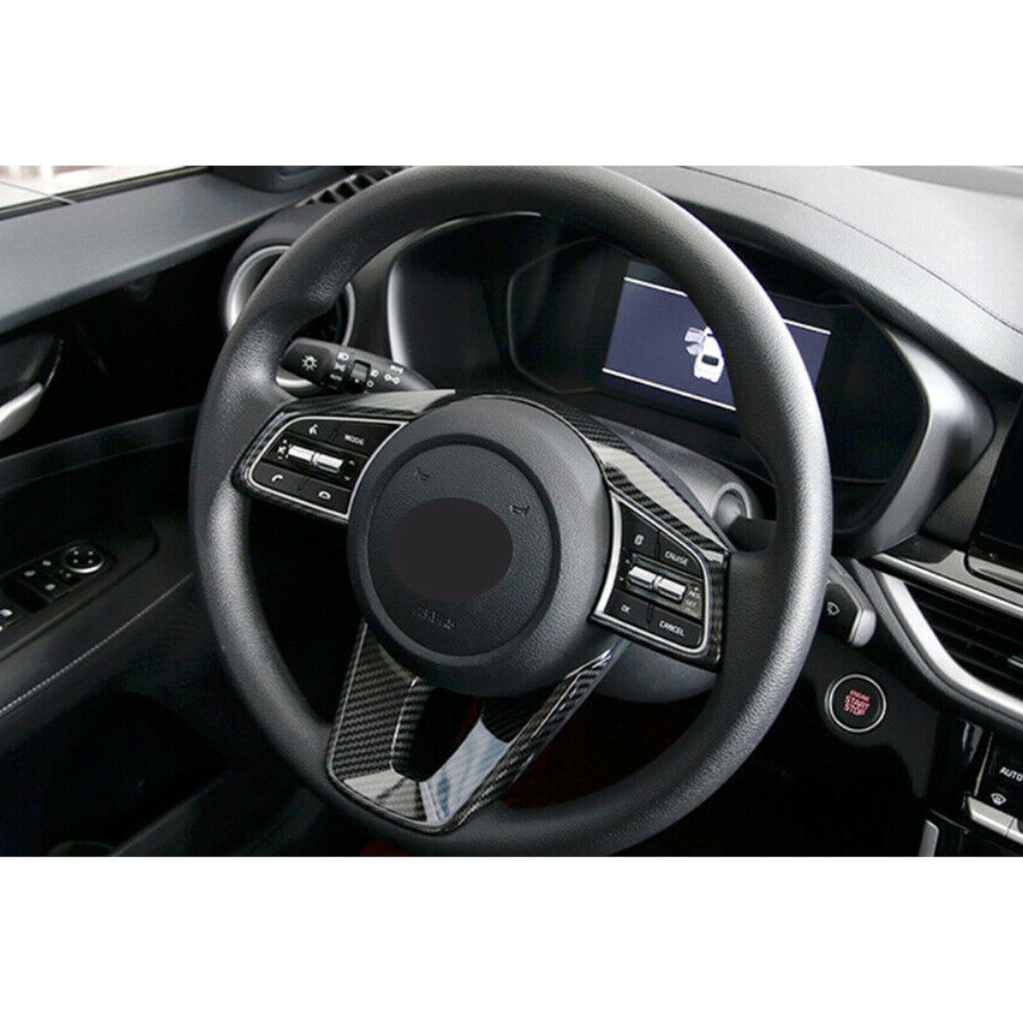 for Kia K3 Forte 2019-2023 Steering Wheel Frame Cover Trim Carbon Fiber Decorate