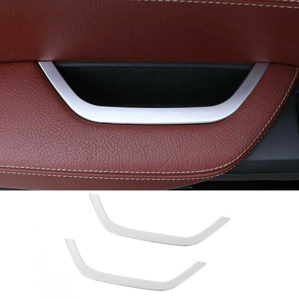 2¡Á Silver ABS Door Armrest Storage Box Cover for BMW X3 F25 2011-17 X4 F26 13-16