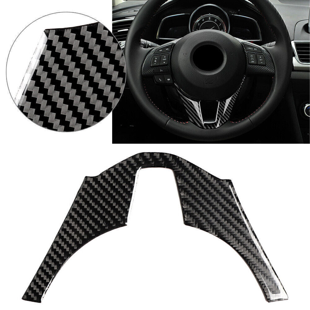Carbon Fiber Interior Steering Wheel Cover Trim for Mazda 3 Axela 2014-2016