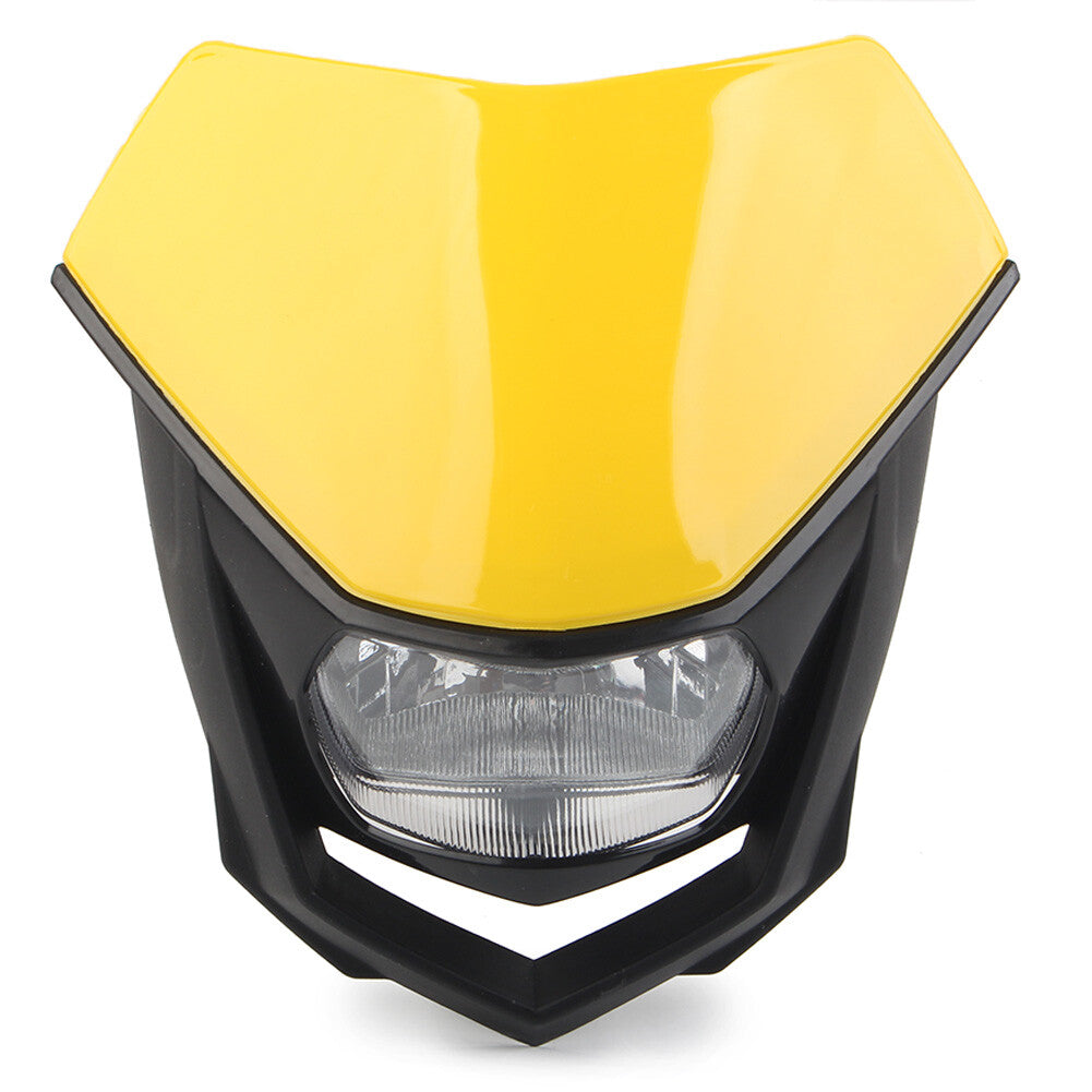 Universal Headlight Head Lamp Fairing For Supermoto Bike Dirt Bike Yellow H4 12V