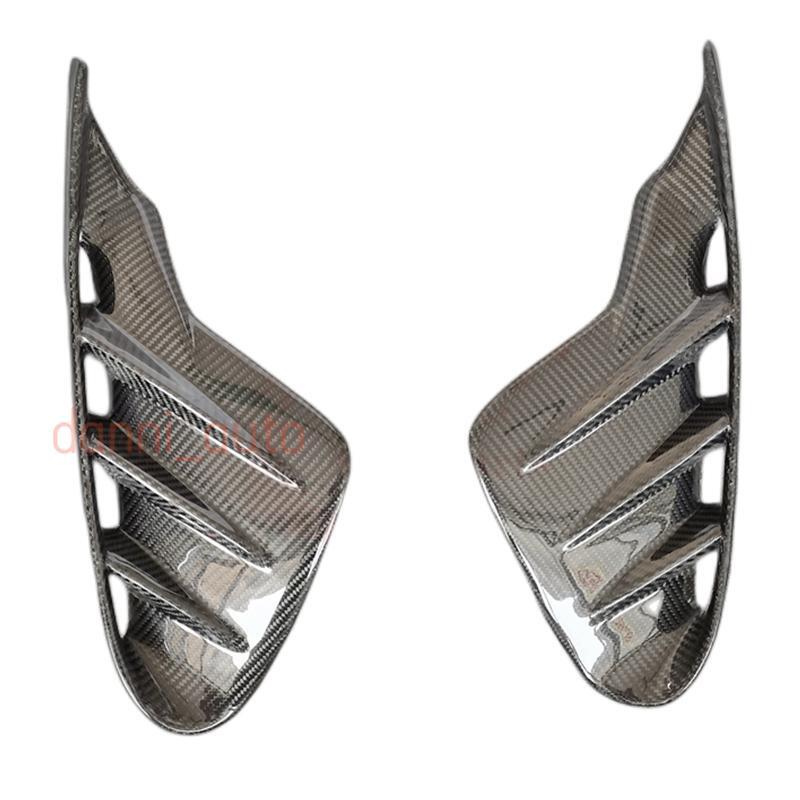 Two-piece carbon fiber front bumper air intake spoiler for Porsche Taycan 20-2022.
