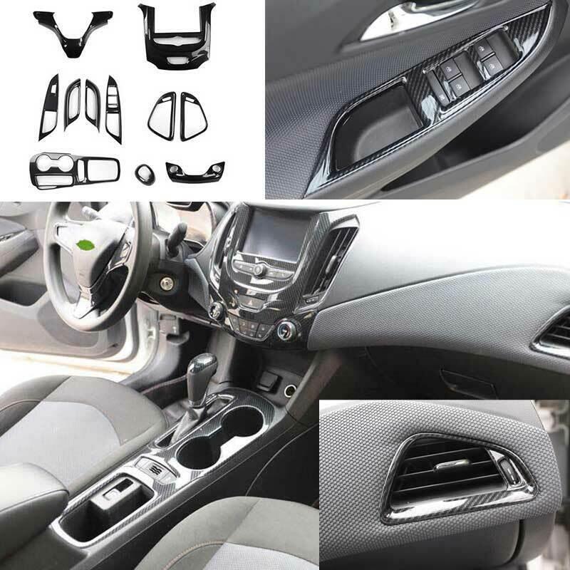 for Chevrolet for Cruze 2016-2019 Black Carbon Fibe Car Interior Full Set Trim 11PCS
