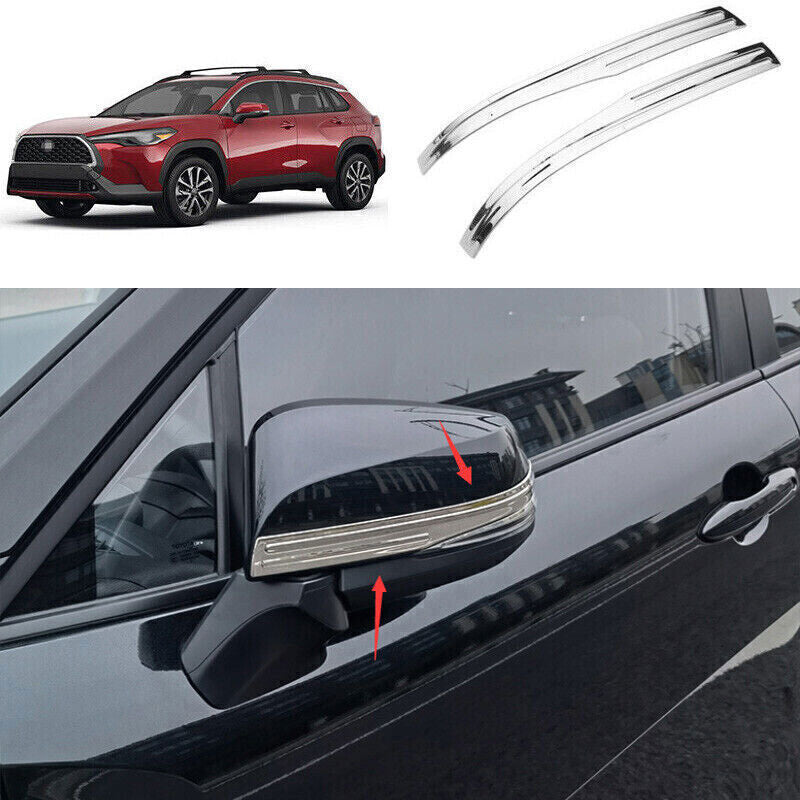 2P for Toyota for Corolla Cross 22-2024 Silver RearView Side Door Mirror Strip Trim