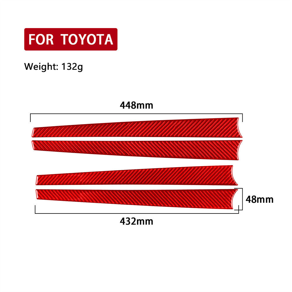 For Toyot@ Hilux Revo 2015-2021 Interior Door Panel Decor Cover Red Carbon Fiber