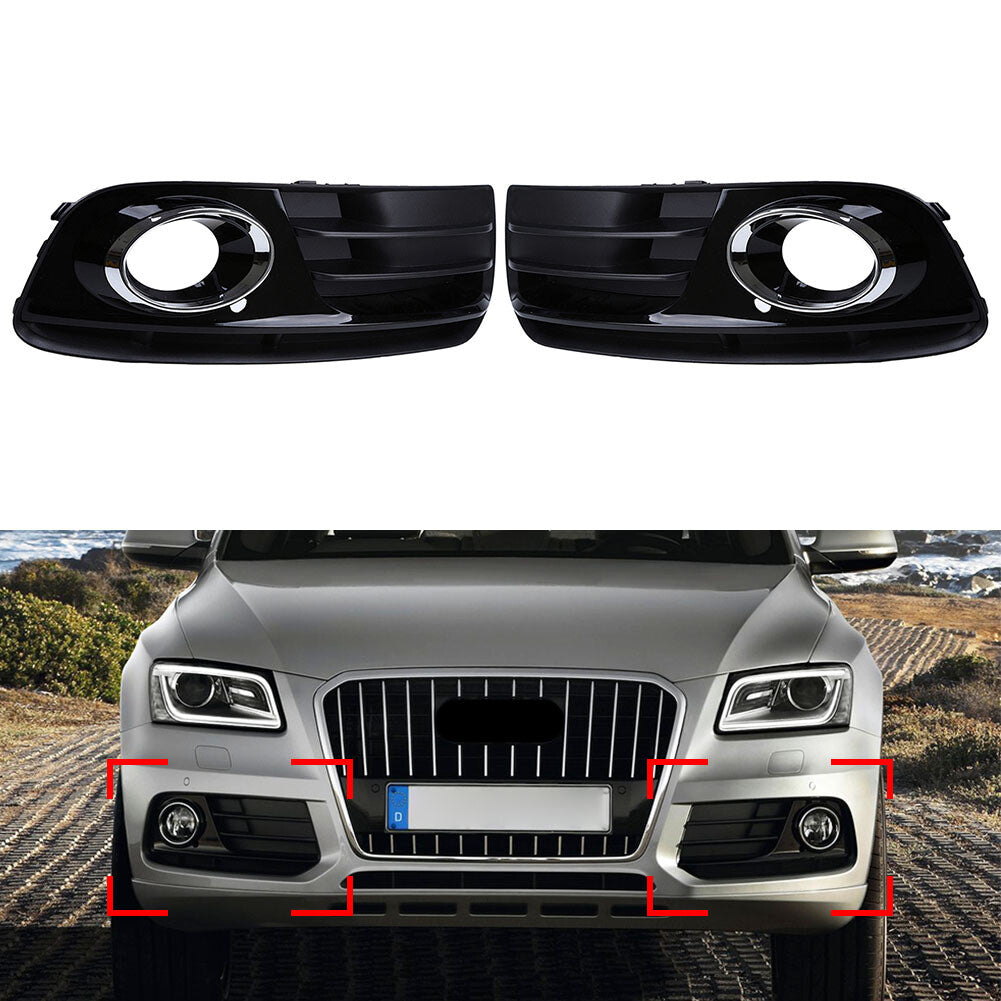 Front Bumper Fog Light Grill Grille Cover Trim for Audi Q5 2013-2017