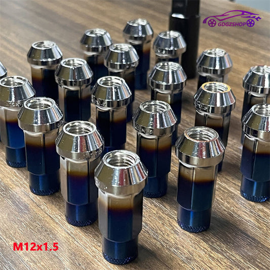 20pcs M12x1.5 Lug Nuts 48mm Steel Open End Wheel Nuts Bolts Grilled Blue