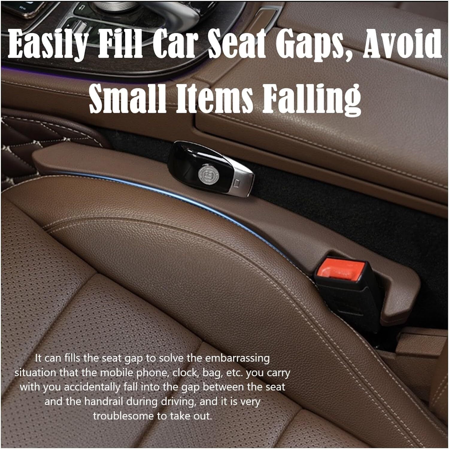 2pcs Brown Car for Seat Gap Filler Car SUV Truck for Seat Blocker Catcher Fill The Space