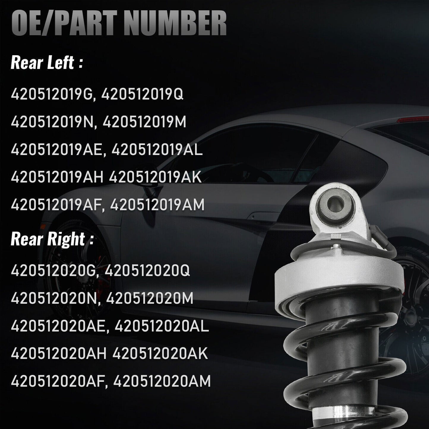 Two rear shock absorbers suitable for Mercedes-Benz W205, C300, C400, C450, C63, and AMG models (2015-2020).