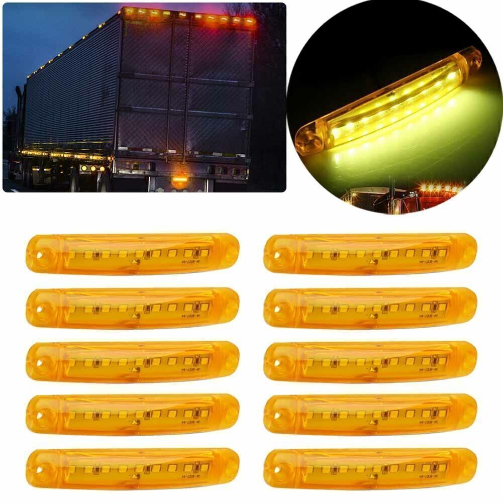 10x Amber 9 LED Sealed Side Marker Clearance Light Fit Car Truck Trailer Lorry