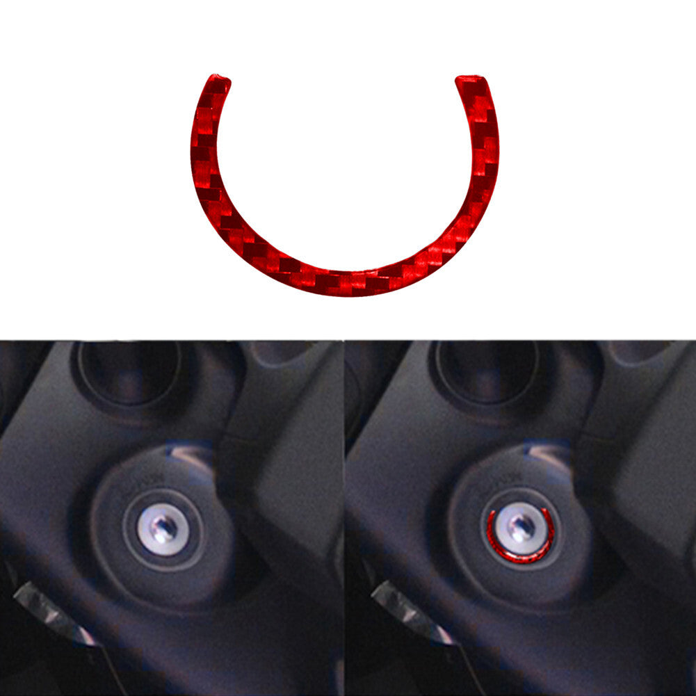 Red Carbon Fiber Ignition Key Inner Ring Cover Trim for Toyota Hilux 2015-2021