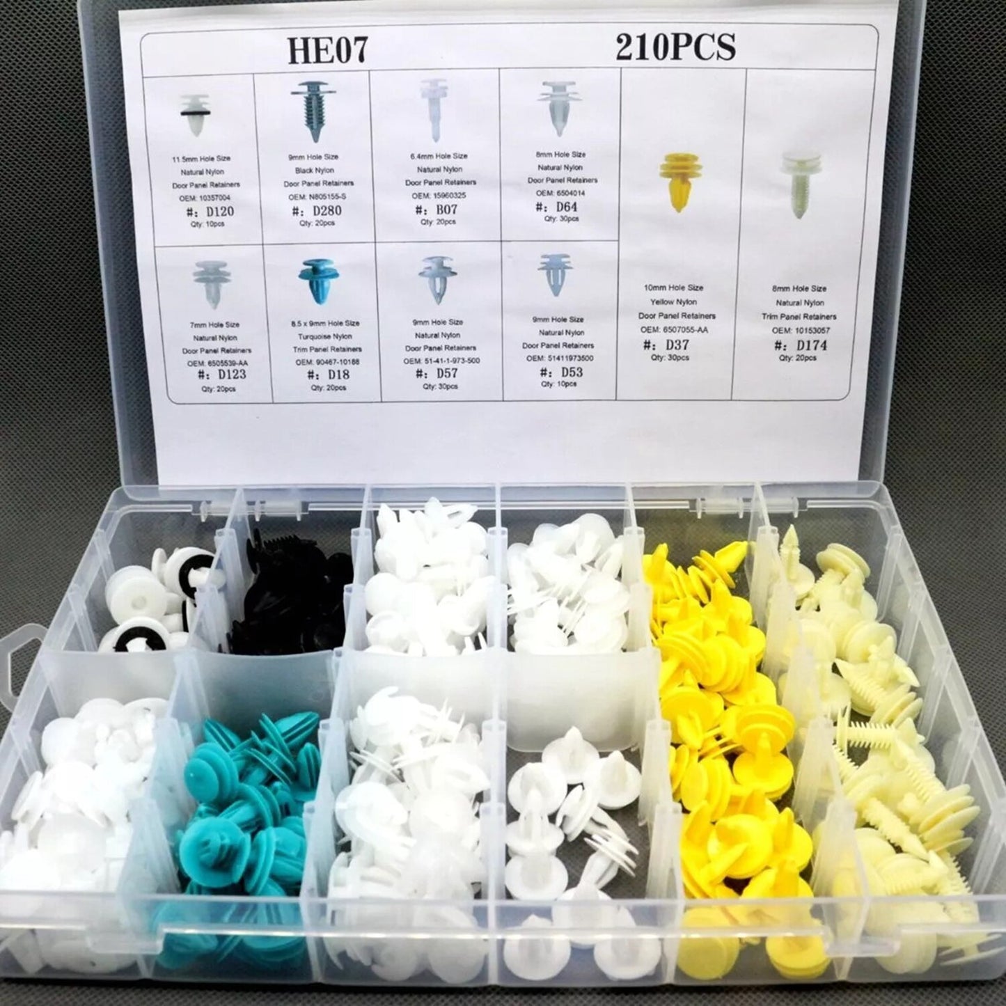 210pcs Door Pannel Clips Trim Mountings Pins Headliner Retainer Fastener Screws