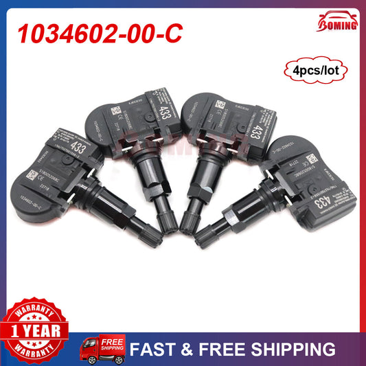 4pcs Tire Pressure Sensor TPMS for Tesla for Model S 3 X 433MHz 1034602-00-C