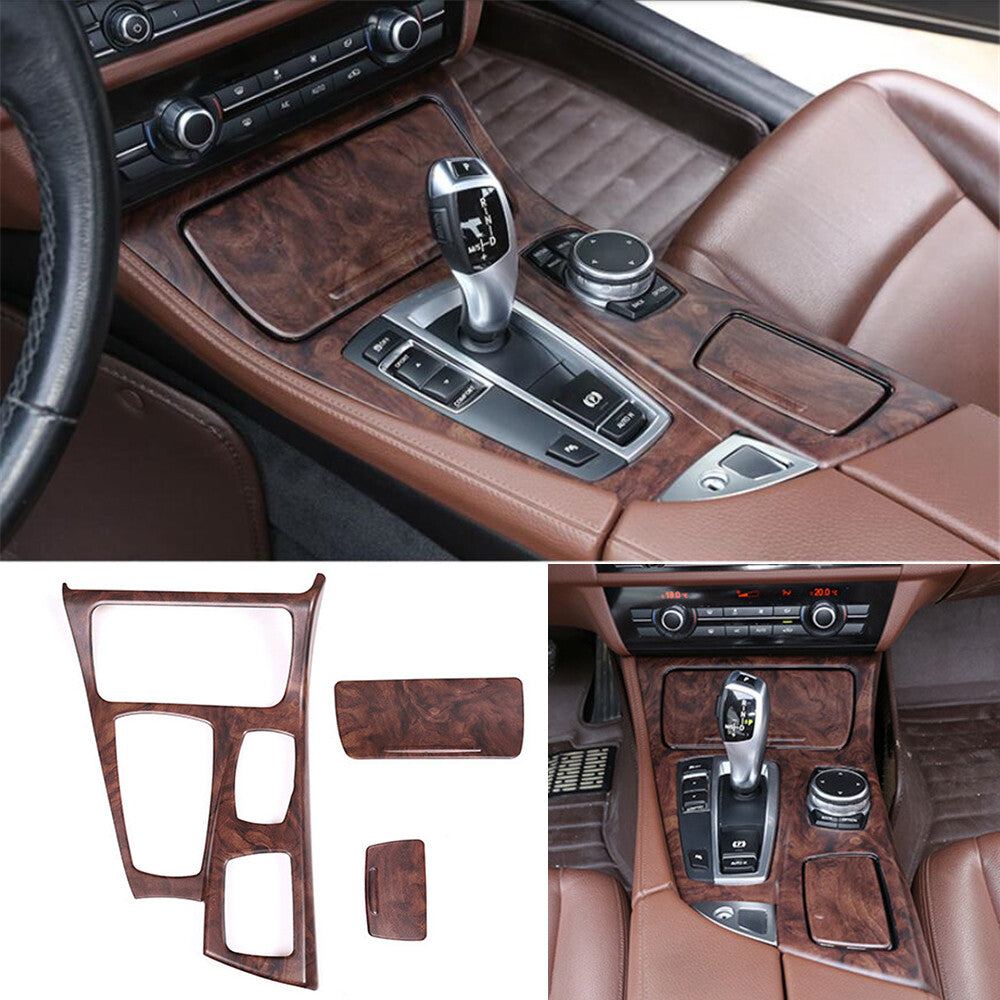 Central Control Gear Shift Panel Trim for BMW 5 Series F10 2011-17 ABS Rose Wood